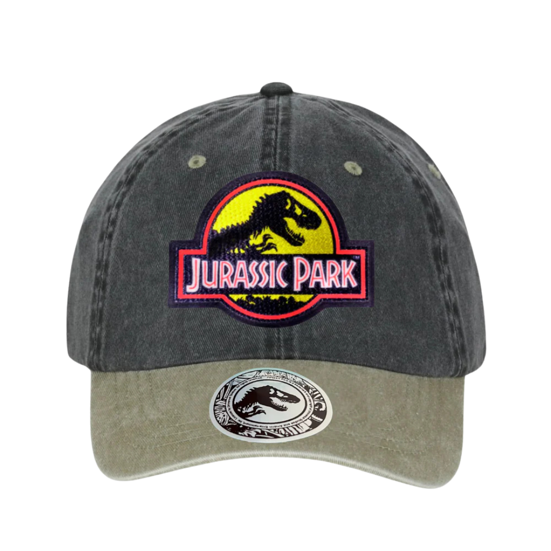 Gorra Jurassic Park (Logo Amarillo) Gris/Beige Deslavada