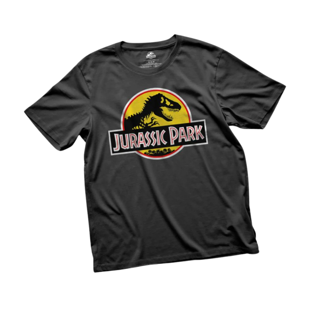 Playera Infantil Jurassic Park (Yellow Classic Logo) Negra
